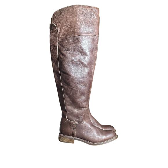 Franco Sarto Haleen Brown Leather Wide Calf Over-the-Knee Size 7.5M WC - Picture 1 of 14
